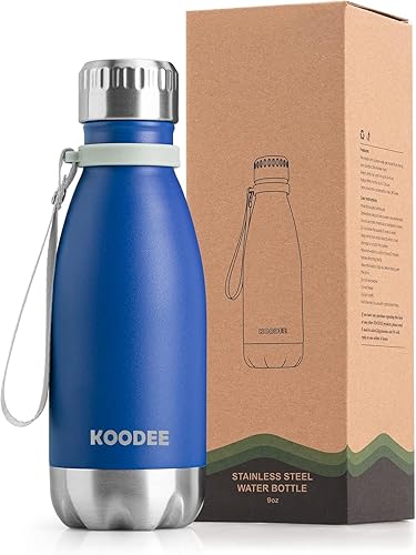 Miniatura 19 de koodee Botella de agua de acero inoxidable de 12 onzas con aislamiento al vacío para la escuela, botellas de agua deportivas de metal en forma de