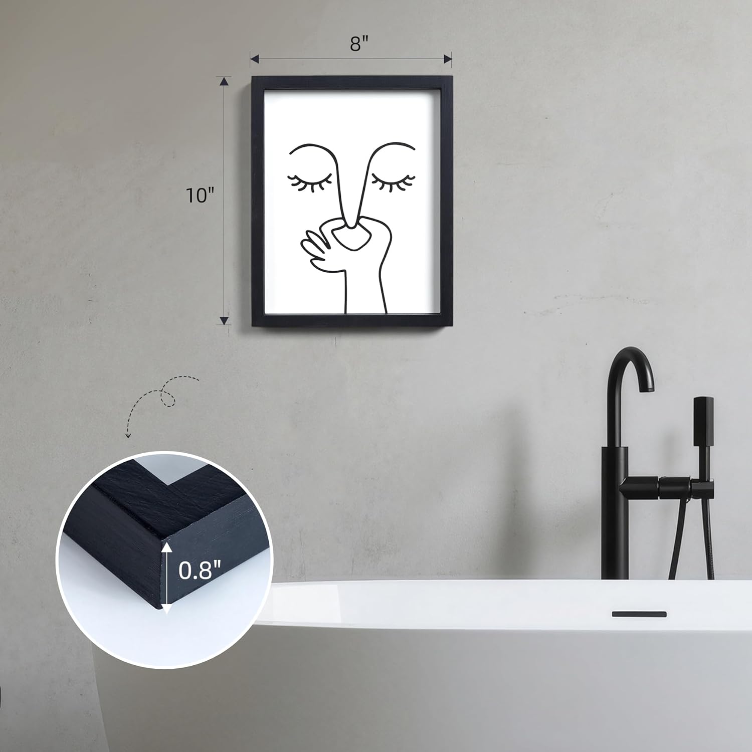 HKBS Framed Black and White Bathroom Wall Art, Toilet Wall Decor Bad Smell 10"x8" for Home Apartment Bathroom - Image 7