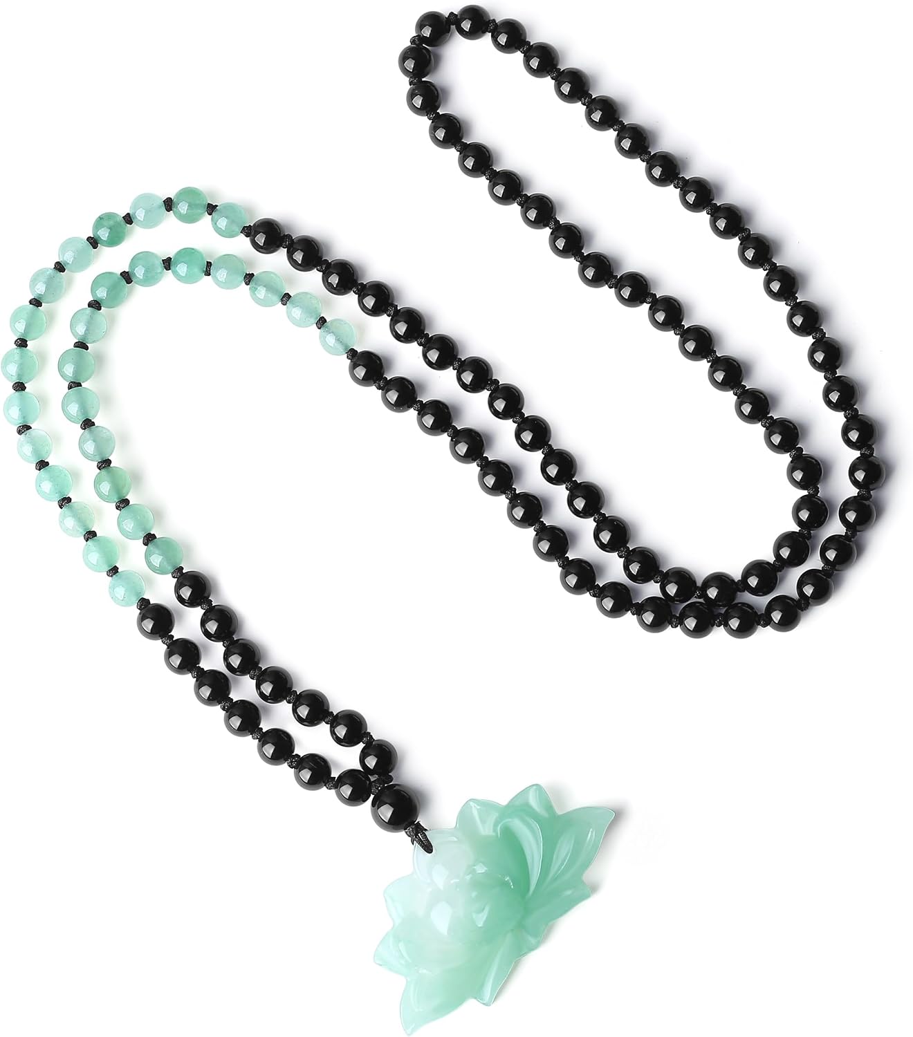 COAI 108 Beads Mala Necklace, Lotus Pendant Necklace for Women Men