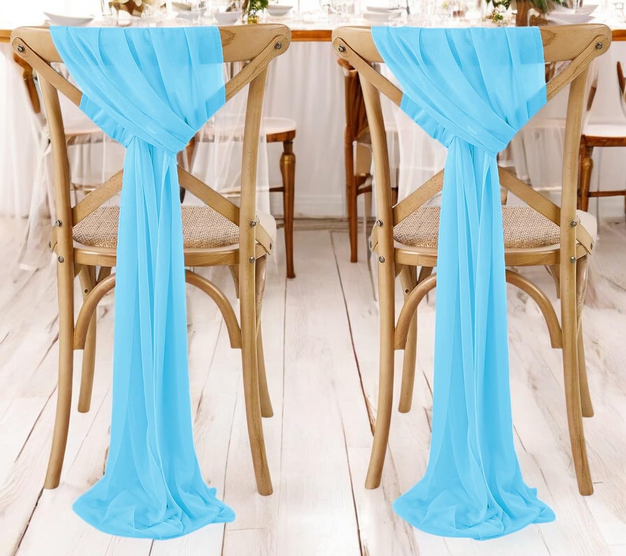 MDS Pack of 50 Chiffon Chair Sashes Bows for Wedding Events Supplies, Decorations for Birthday Parties, Graduations, Engagements, Chair Sashes fits