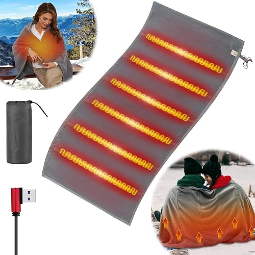 NJDGF Manta térmica a pilas  Manta eléctrica portátil USB inalámbrica para acampar al aire libre en invierno (sin batería)