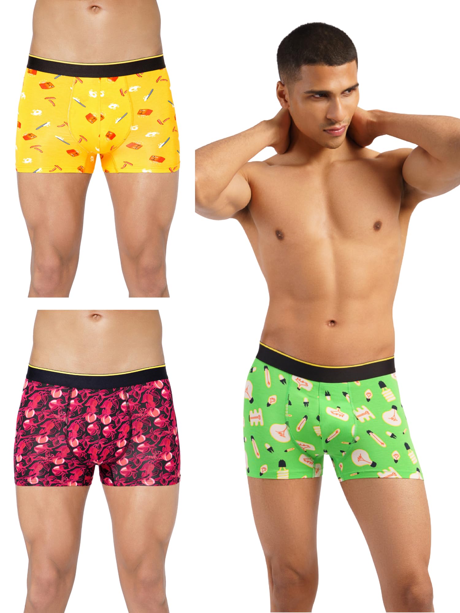 bummer Men's Printed Micro Modal Trunks Underwear | Ultra Soft & Breathable | Combo Pack of 3-picture-16