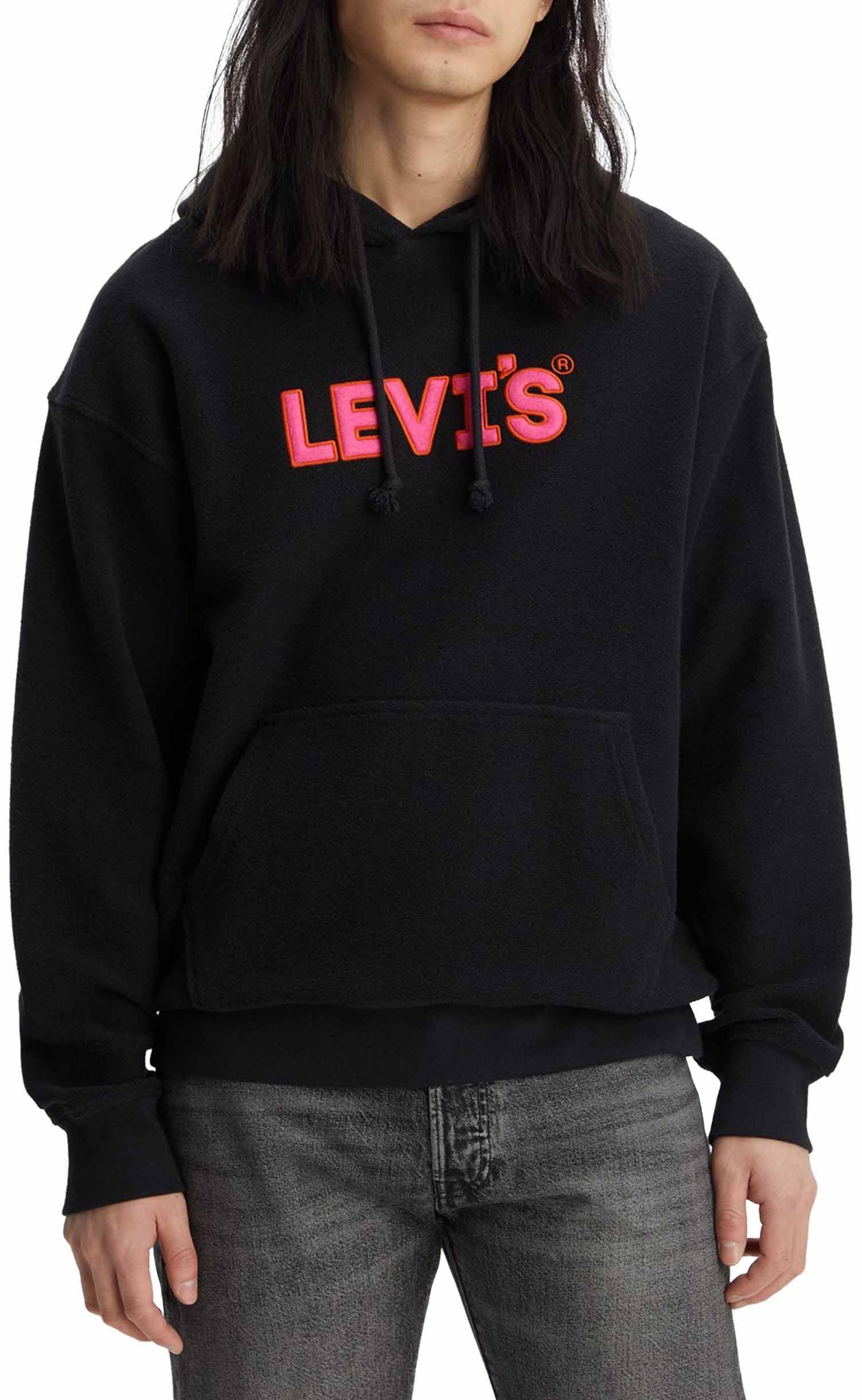 Levi's Herren Relaxed Graphic Sweatshirt Hoodie Kapuzenpullover,Headline Logo Po Caviar,M