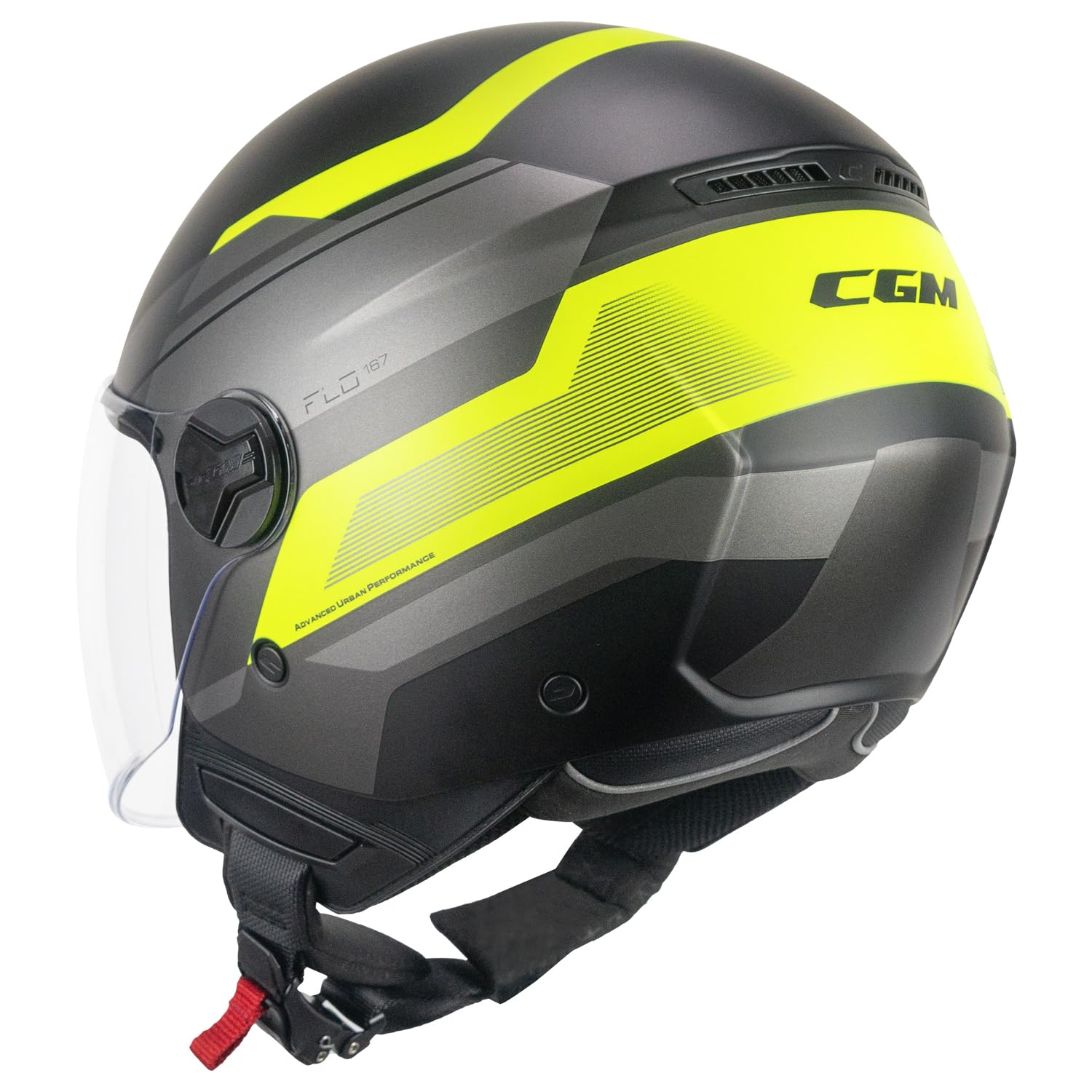 CGM 167K FLO CITY Nero Giallo fluo opaco lunga L Black Matt Fluorescent Yellow