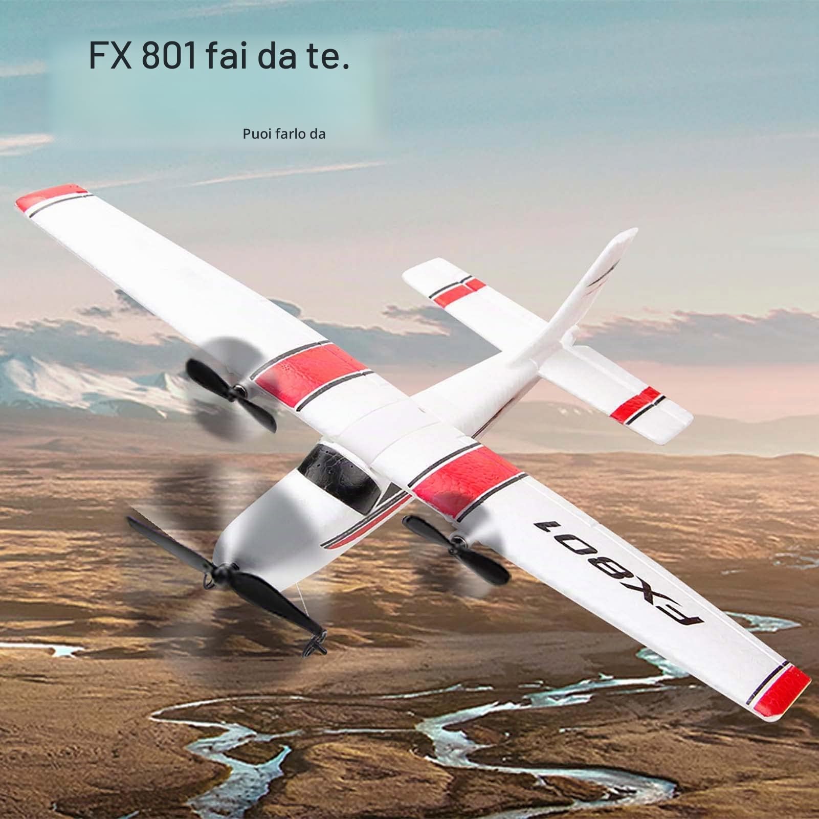 Goolsky FX801 Cessna 182 2,4 GHz 2CH RC Aereo Outdoor Giocattolo per Bambini Ragazzi con 2 Batterie