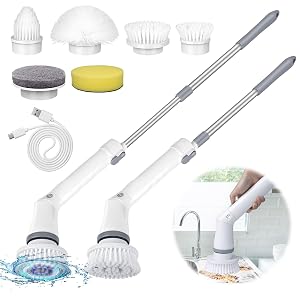 Electric Spin Scrubber Cordless Cleaning Brush 2 Speed Shower Power Scrubbers for Cleaning Tub Tile Spin Brush Cleaning