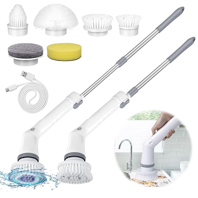 Electric Spin Scrubber Cordless Cleaning Brush 2 Speed Shower Power Scrubbers for Cleaning Tub Tile Spin Brush Cleaning
