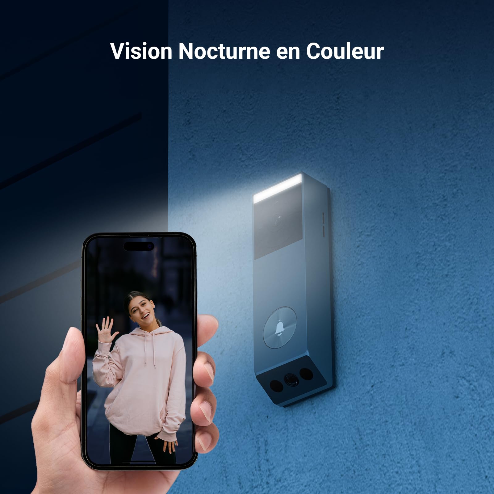 EZVIZ EP3x Pro+CH1 2K Sonnette vidéo sans Fil Double Objectif Détection Personnes Paquet Vision Nocturne Couleur 32 Go eMMC