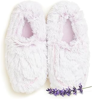 warmieswarmies Microwaveable House Slippers for Women - Womens Shoe Sizes 6-10 - Plush, Soft & Fuzzy Indoor Slippers with Backs & Non-Slip Memory Foam Soles - Cozy Warm Ladies Slipper for Winter - Lavender