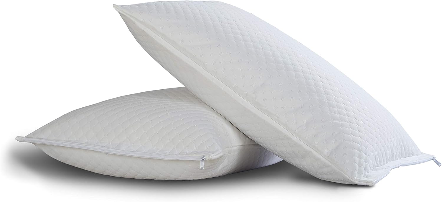 FRESH IDEAS All-in-One Comfort Top Pillow Protectors 2-Pack, King, White