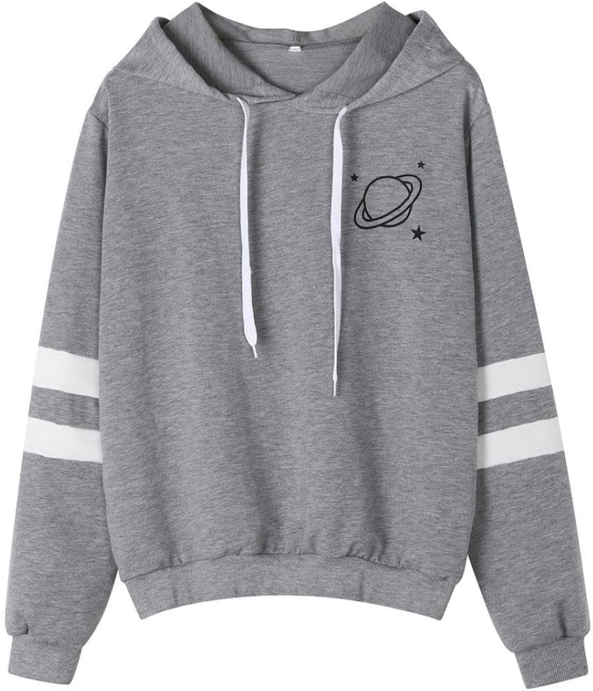 Women Hoodies, Shybuy Women's Girls Casual Long Sleeve Tops Fashion Striped Plain Pullover Hooded Sweatshirt
