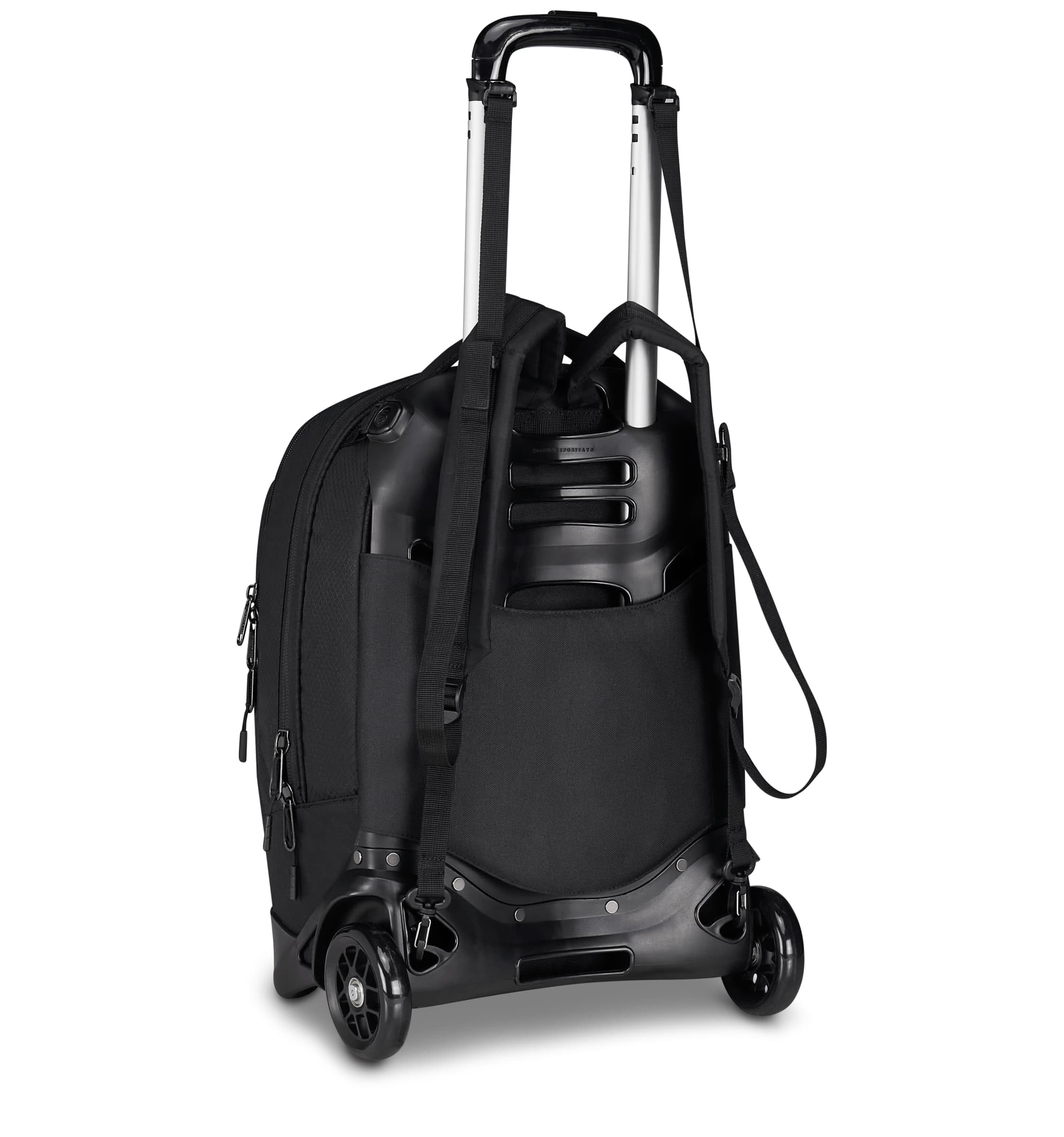 Invicta Trolley Scuola Plug Led, Nero, 3 in 1, Zaino Doppio Scomparto Con Carrello Sganciabile, Tasca Per PC, Tasca Per Borraccia, 34 lt, Scuola Media e Superiore, Viaggio, Zaino Ragazza e Ragazzo