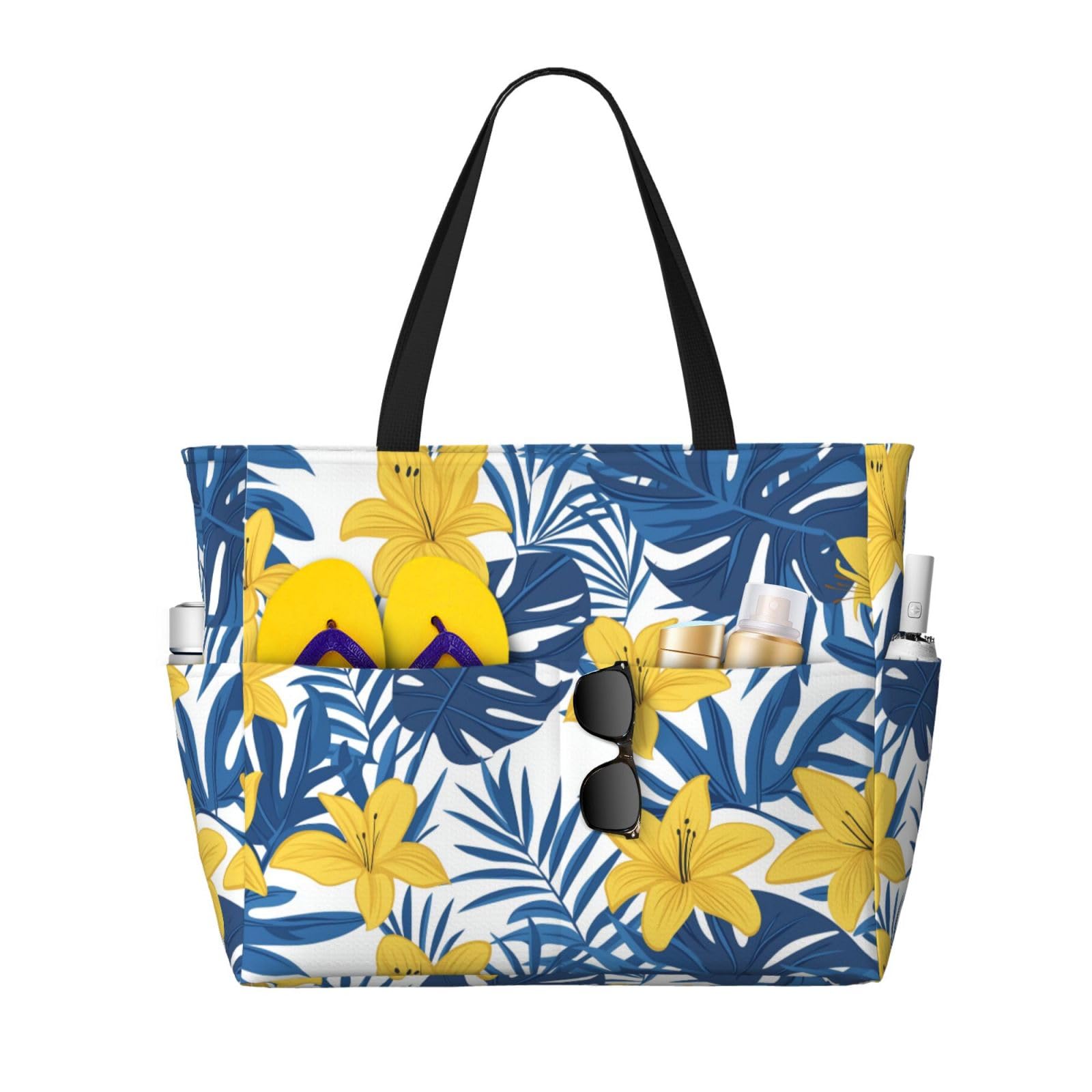 BJQ Beach Tote Bag for Women Beach Bag Waterproof and Sandproof Tote Bag with Wet Bag Large Travel Bag for Weekend Travel