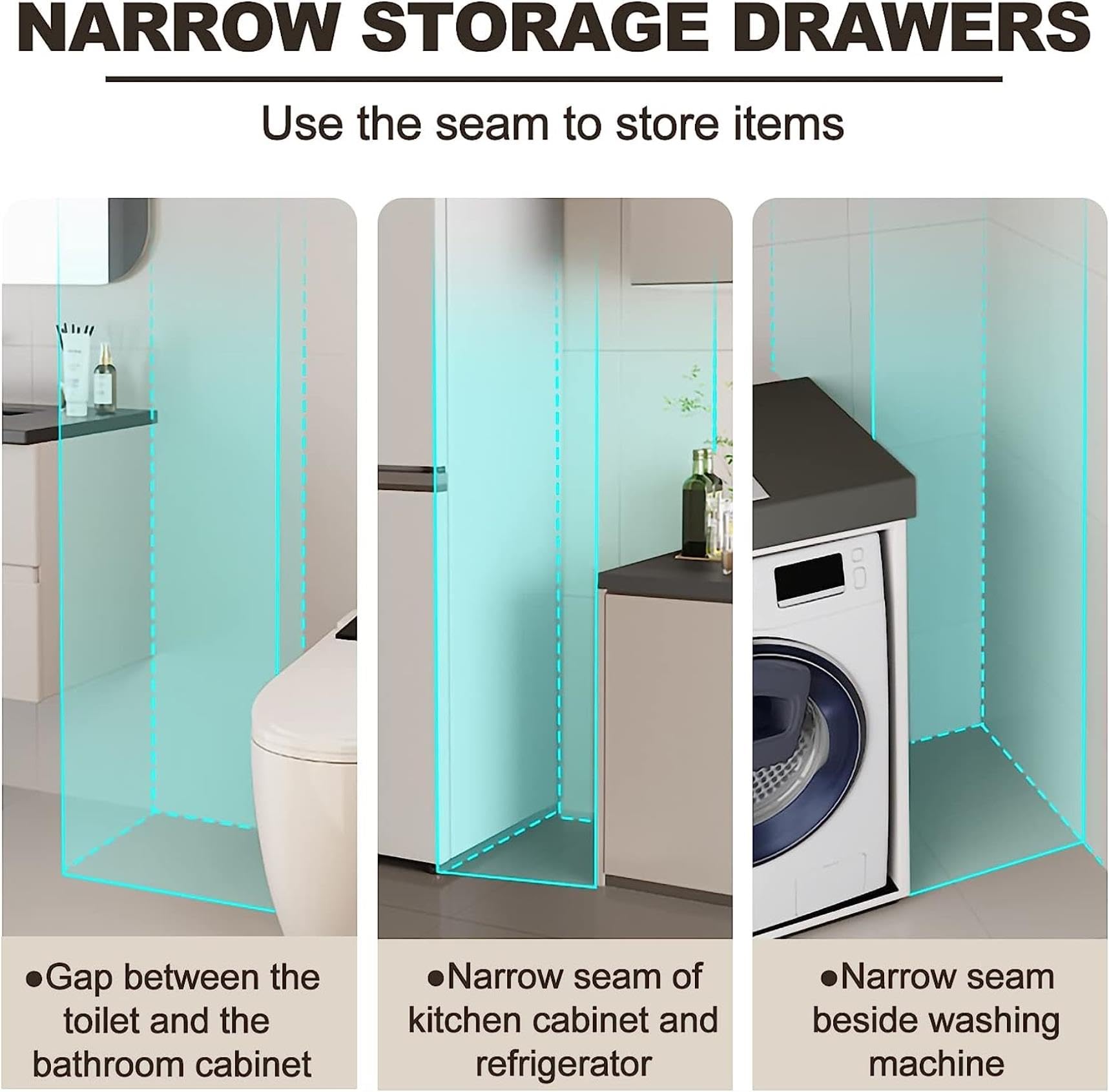 Gabinete de piso para baño con cajones de almacenamiento apilables, carrito con cajones de almacenamiento estrechos de 3/4/5 niveles para baño, unidad de almacenamiento v