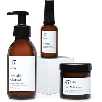 47 Skin Hautpflege-Set f&uuml;r die t&auml;gliche Pflege, mit t&auml;glicher Feuchtigkeitspflege, Anti-Makel-Serum und allt&auml;glichen Reiniger