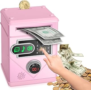 Refasy Touchscreen Piggy Bank ATM Bank Toy for Kids Age 3-12, Electronic Money Bank Coin Bank with Music Kids Safe Birthda...