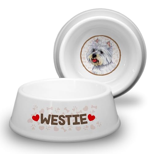 Westie - West Highland Terrier - Cuenco para perros de ABS de 18 cm de diámetro, antideslizante, comedero…