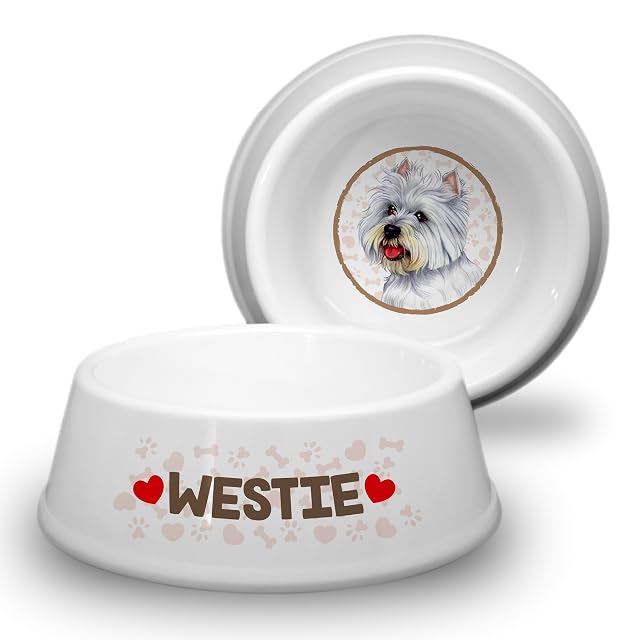 Westie - West Highland Terrier - Cuenco para perros de ABS de 18 cm de diámetro, antideslizante, comedero…