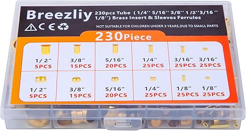 Miniatura 5 de Kit surtido de accesorios de compresión, 6 tamaños (18 pulgadas 316 pulgadas 14 pulgadas 516 pulgadas 38 pulgadas 12 pulgadas), manguitos de