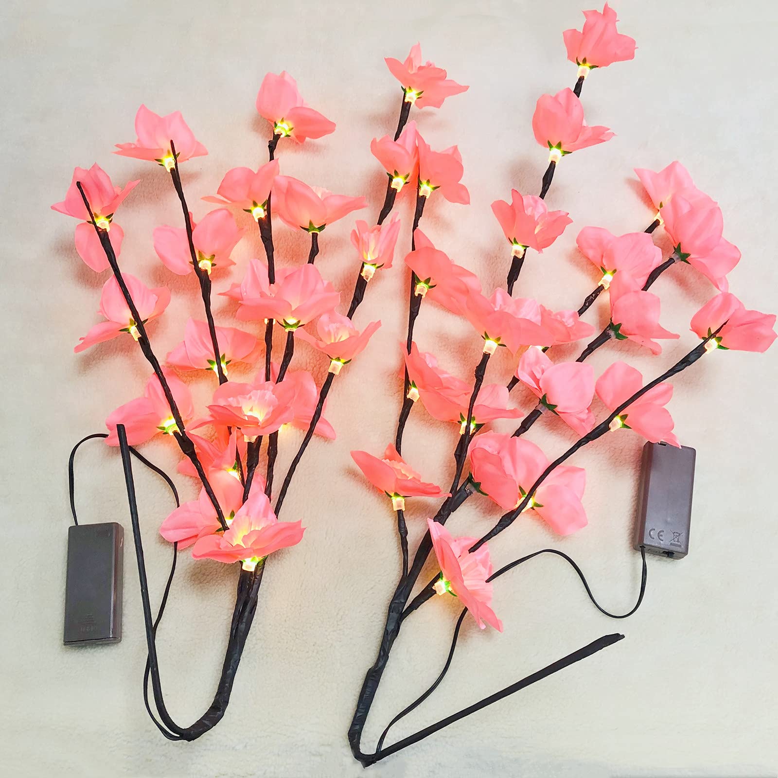 Riaxuebiy Artificial Daffodil Flower Branches Lights, 2 Pack Narcissus Twig Lamp Battery Powered for Flower Art Vase Decoration - Image 2