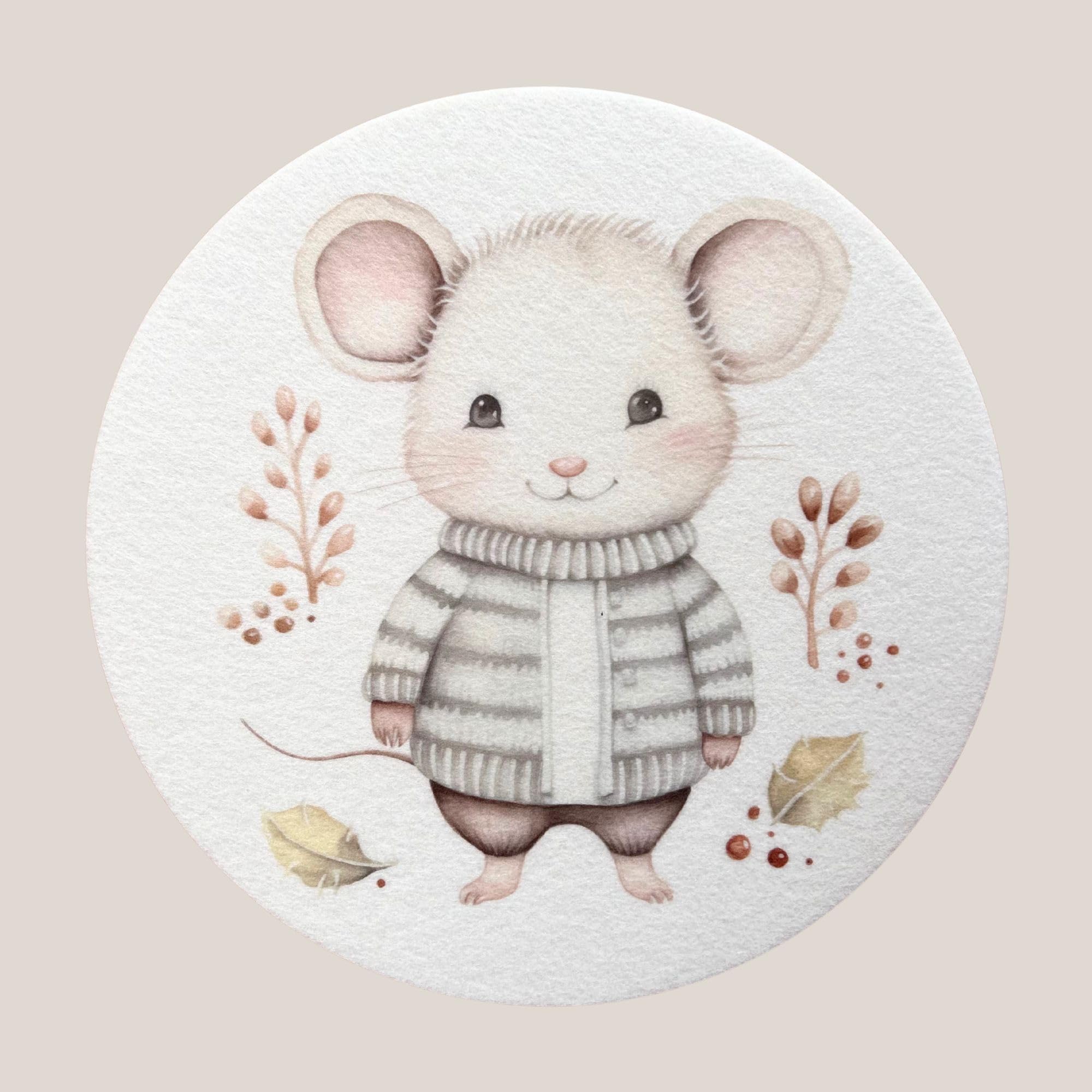 BERLIG Runde Filz Dekoprints Ø 33 cm – Selbstklebende Filzbilder Wanddeko – 3er Set – Runde Filz Wandbilder für Kinderzimmer, Wohnräume & kreative Wandgestaltung (Baby Fellnasen)