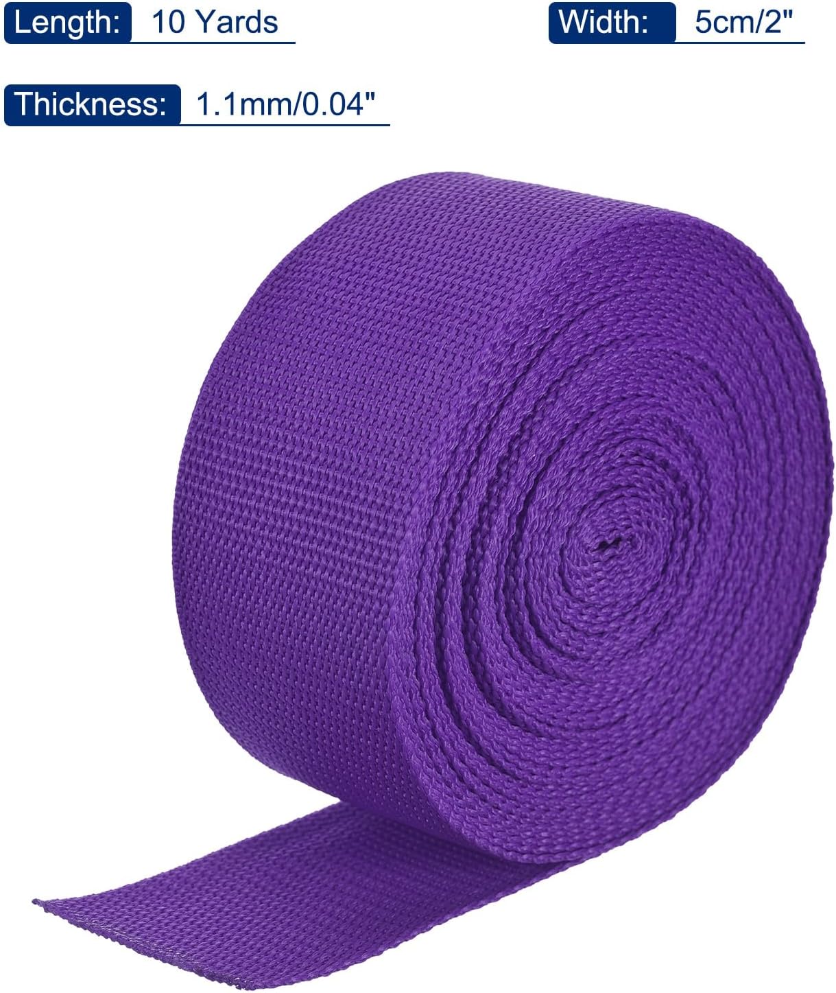 MECCANIXITY Lightweight Polypropylene Webbing Strap 2" 10 Yard Backpack Strapping Band Dark Purple for Outdoor Luggage Cargo Straps