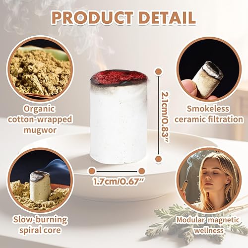 Vista 3 de Barelove 54 Rolls Pure Moxa Stick Wormwood Handmade Moxibustion Sticks Mugwort Blunt Rollers Accessories for Neck Waist Knee Back Acupoint Care