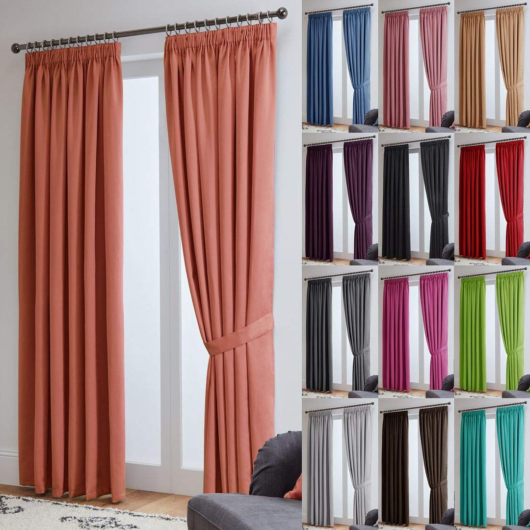 John Aird Blackout Curtains Pencil Pleat with Tie Backs (Coral, W 46" x L 54" (2 Panels) Thermal Energy Saving Curtains for Bedroom & Living Room — image 1