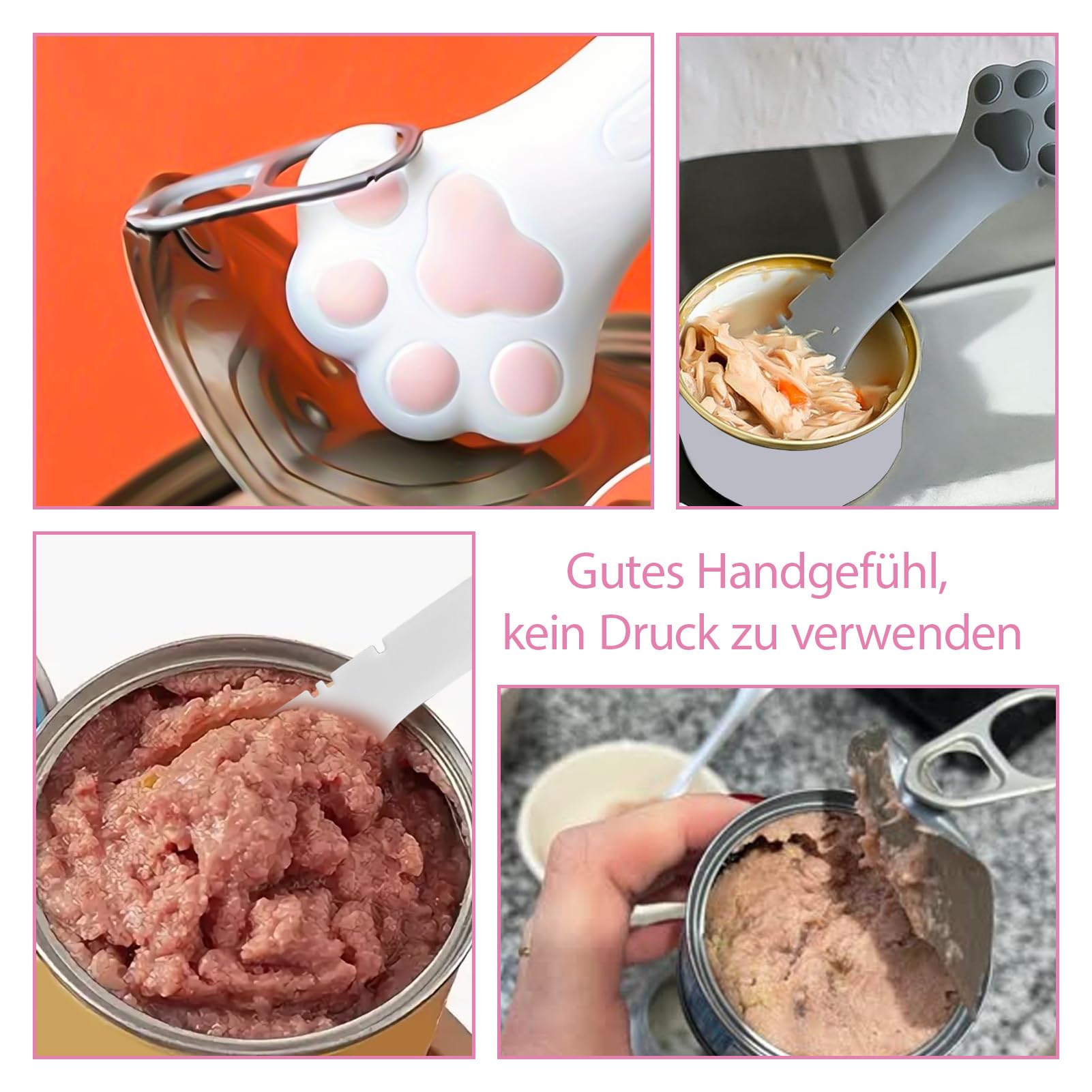 REBECCAHOWARD 6 Pezzi Simpatici Cucchiai a forma zampa con coperchio e apriscatole,Coperchio l'alimentazione degli in silicone, Multifunzionale e senza BPA Cucchiaio Apriscatole,per Animali