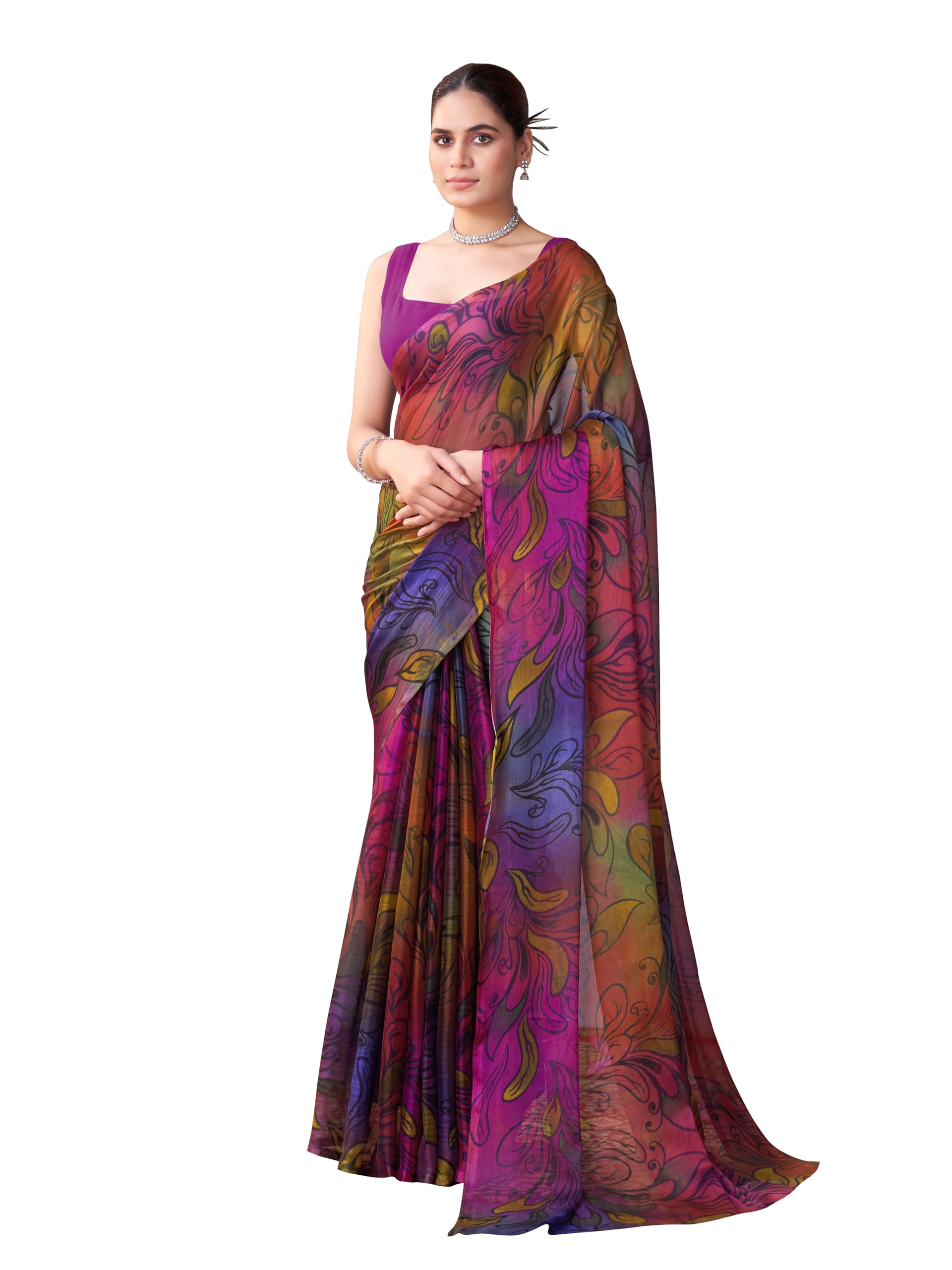 Nara Chiffon Abstract Print Saree-image-2