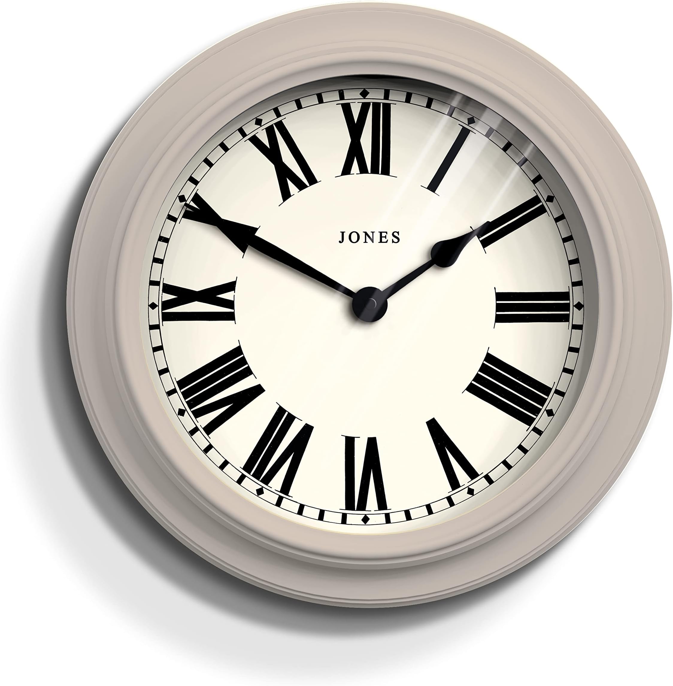 Jones Clocks® The Opera House Extra Large Wall Clock - Home Décor - Living Room Clock - Designer Clock - Roman Numeral Clock - Decorative Case - 50cm Wall Clock (Light Grey)