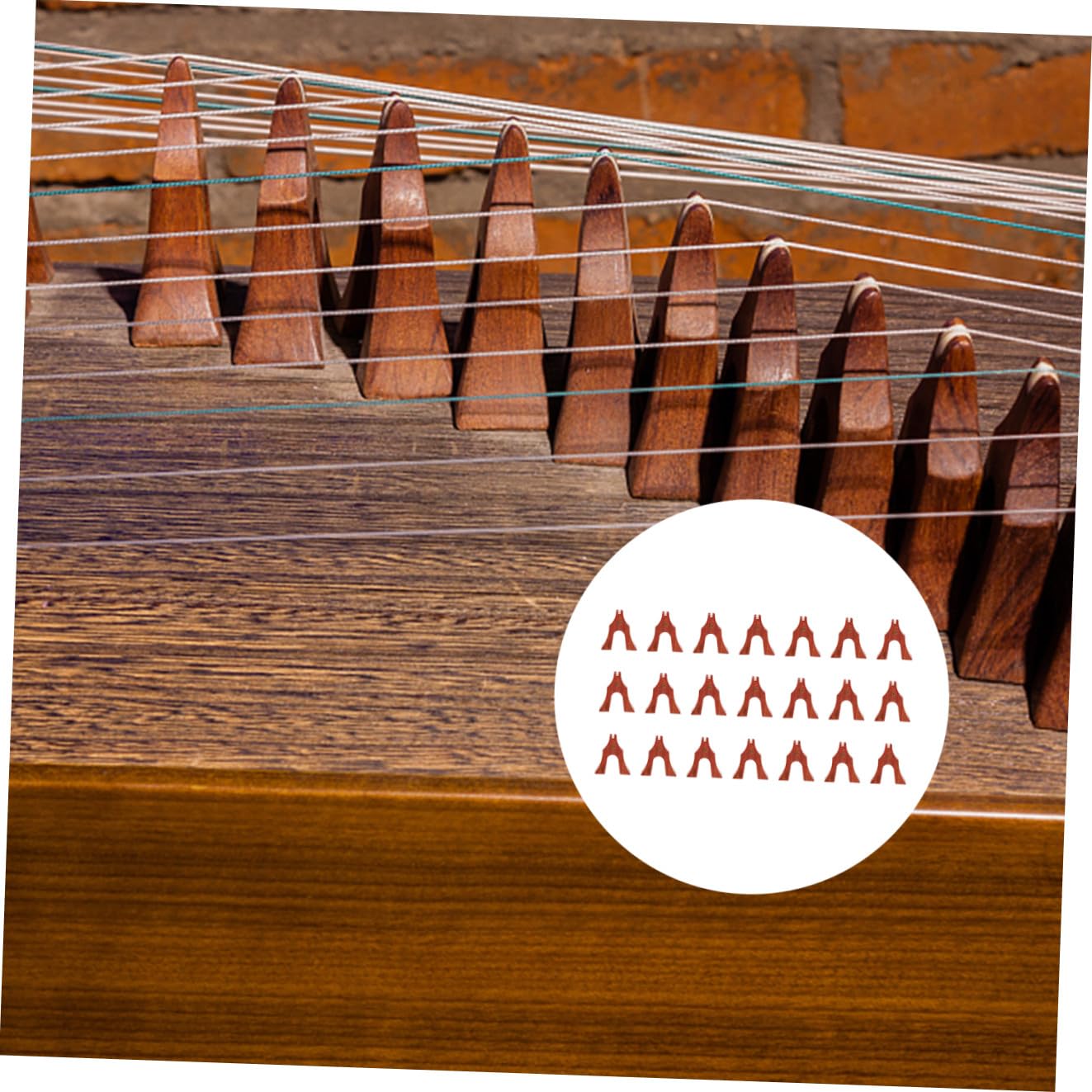 21 Stück Langlebige Guzheng Brücke aus Natürlichem Holz in Hellbrauner Tönung Professionelle Guzheng Saitenpfeiler mit Einfacher Installation
