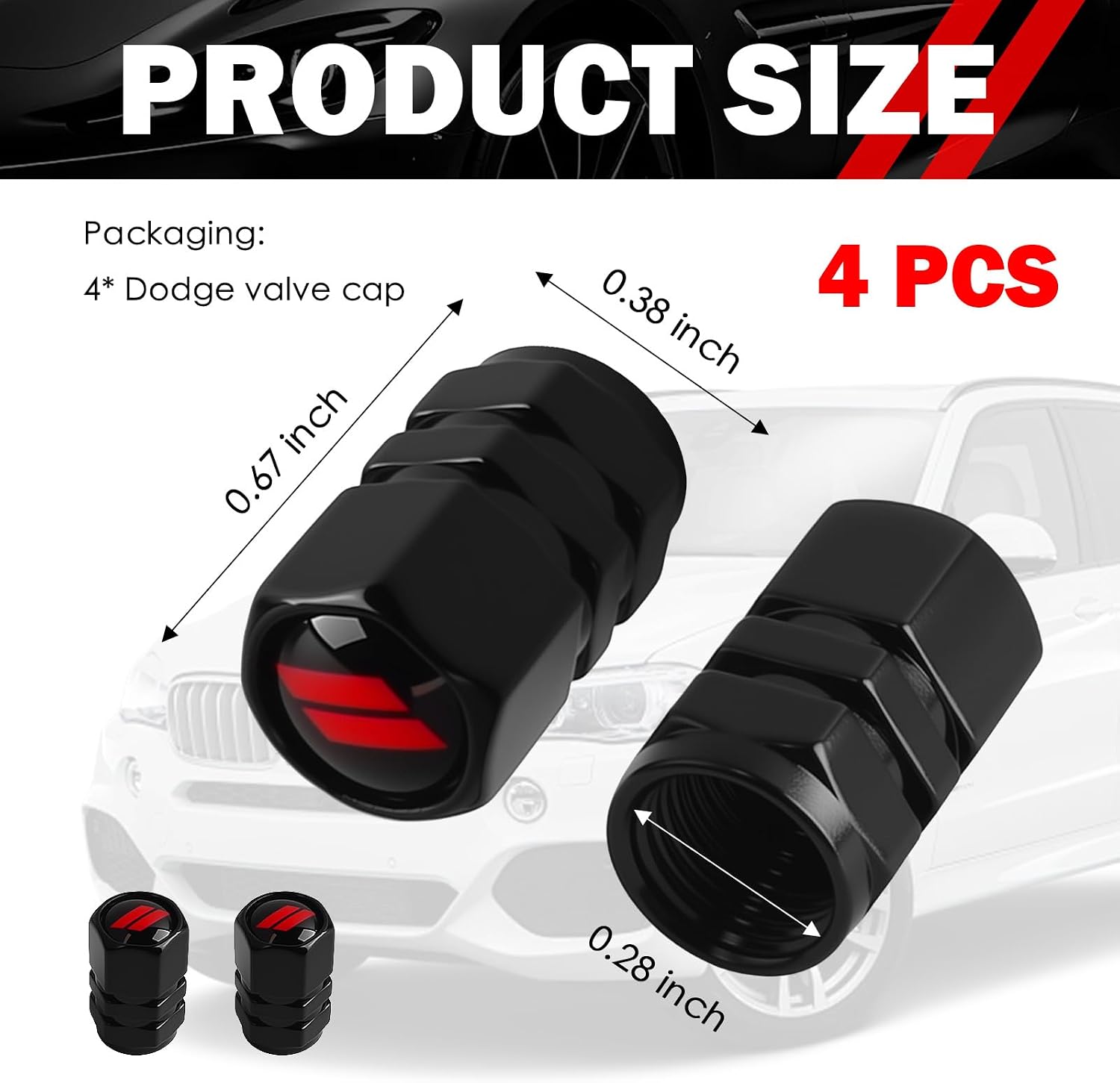4PCS Car Tire Valve Stem Caps with O-Ring Seal for DIY Modification image 2
