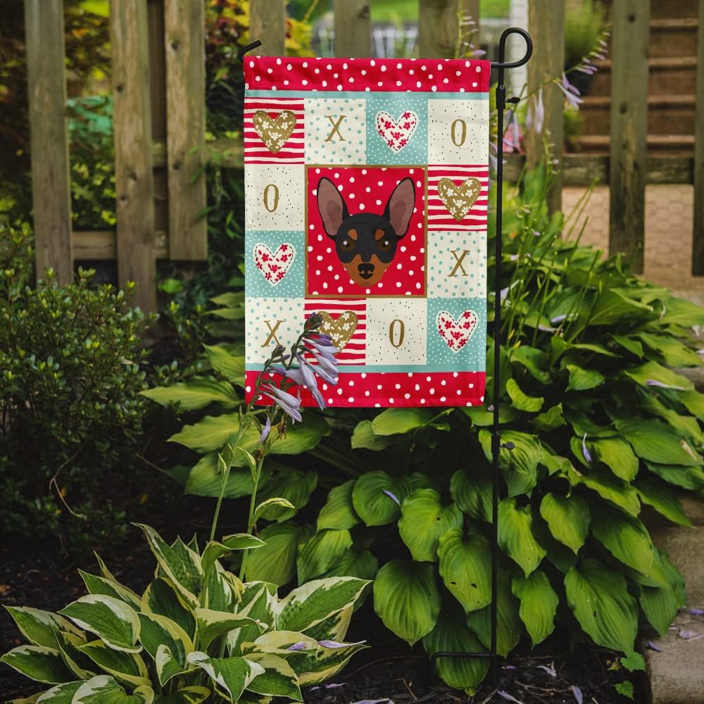 Caroline's Treasures CK5230GF Prague Ratter Love Garden Flag, Red Mailbox Flag Decorative Yard Flag Banner Outside Patio Artwork Yard Flower Beds, Garden Size, Multicolor
