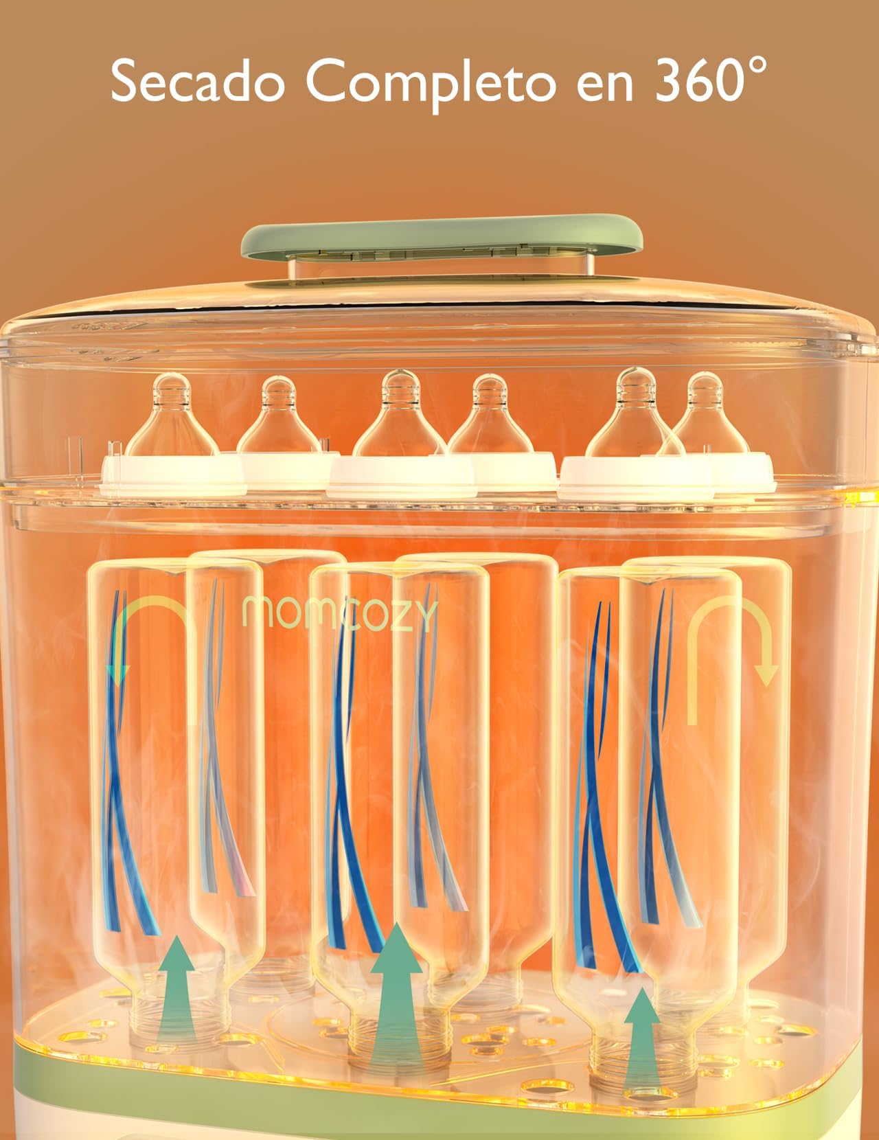 Momcozy Esterilizador Biberones 8-en-1, Esterilizador Eléctrico de Vapor para Biberones y Accesorios de Sacaleches, con Función de Secado y Almacenamiento 24 h, Capacidad 8 Biberones