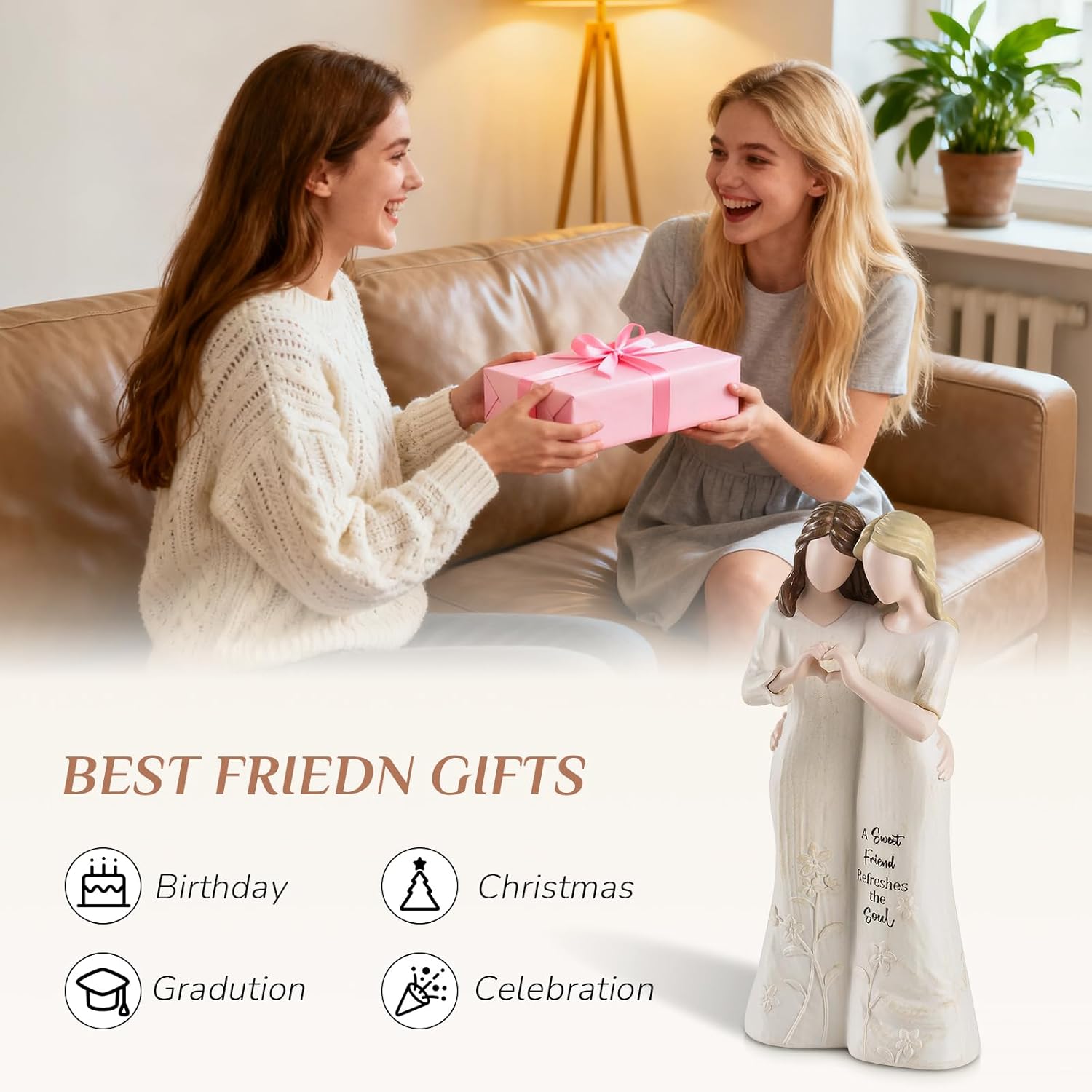 Best Friend Figurines - Friendship Bestie Gifts for Women - Christmas Birthday Gifts for Sisters from Sister - Image 5