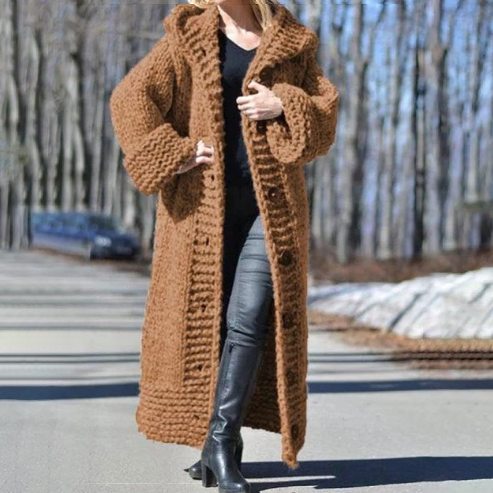 Cardigan Mujer Verano Largo Cárdigan De Manga Larga Con Capucha Color Liso Para Mujer Chaqueta Punto Suelto Chaquetas Verano Basicas Rebeca Negra Lana Abrigo Azul Celeste Cardigan Largo