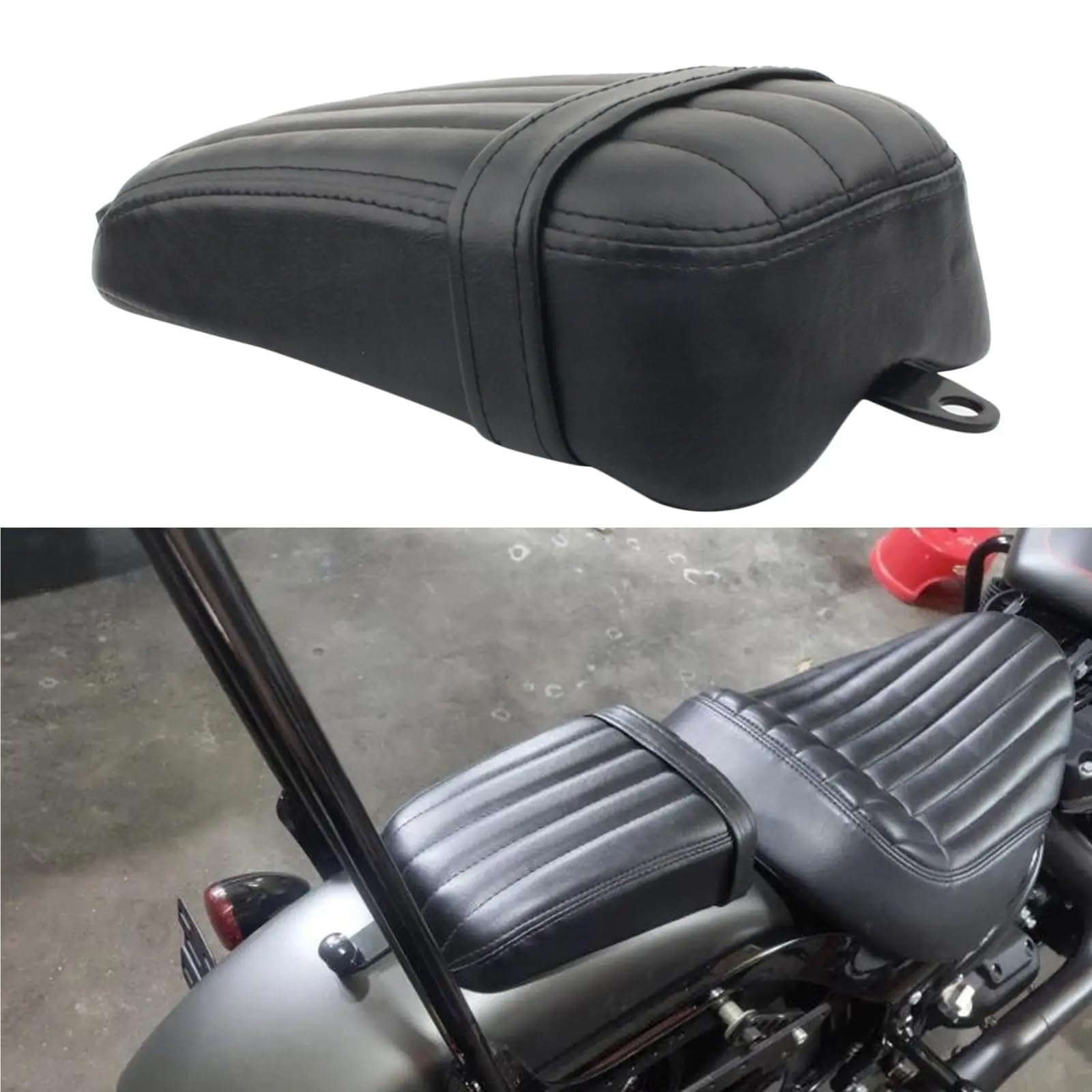 Sedile Passeggero Accessori moto Cuscino del sedile passeggero posteriore in pelle artificiale nera Sella comfort per ciclisti da strada