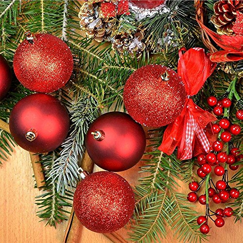 Deggod 24 Pcs 60Mm/2.36Inches Christmas Balls Baubles Ornaments, Shatterproof Shiny Matte Glittering Christmas Tree Hanging Ball Set For Xmas Tree Decorations (Red, 60Mm) #TOP5
