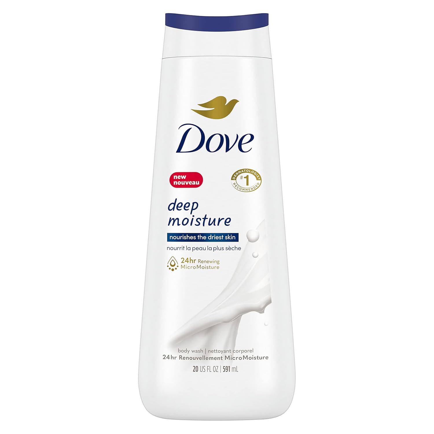 Dove Body Wash For Dry Skin Deep Moisture Moisturizing Skin Cleanser with 24hr Renewing MicroMoisture Nourishes The Driest Skin 20 oz detailed view