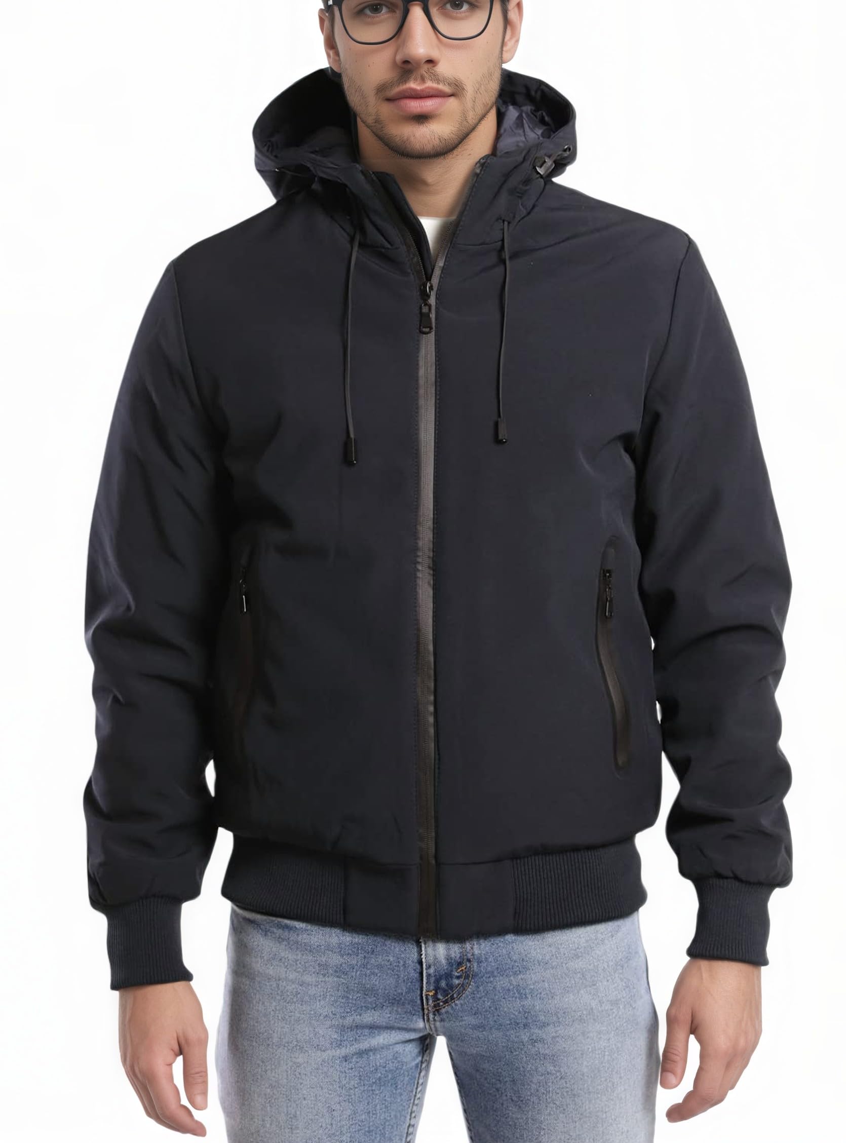 TONY BACKER Giacca Jacket Uomo Invernale Softshell Impermeabile Antivento con Cappuccio Giacca Calda Giubbotto Uomo Trekking Casual 3351