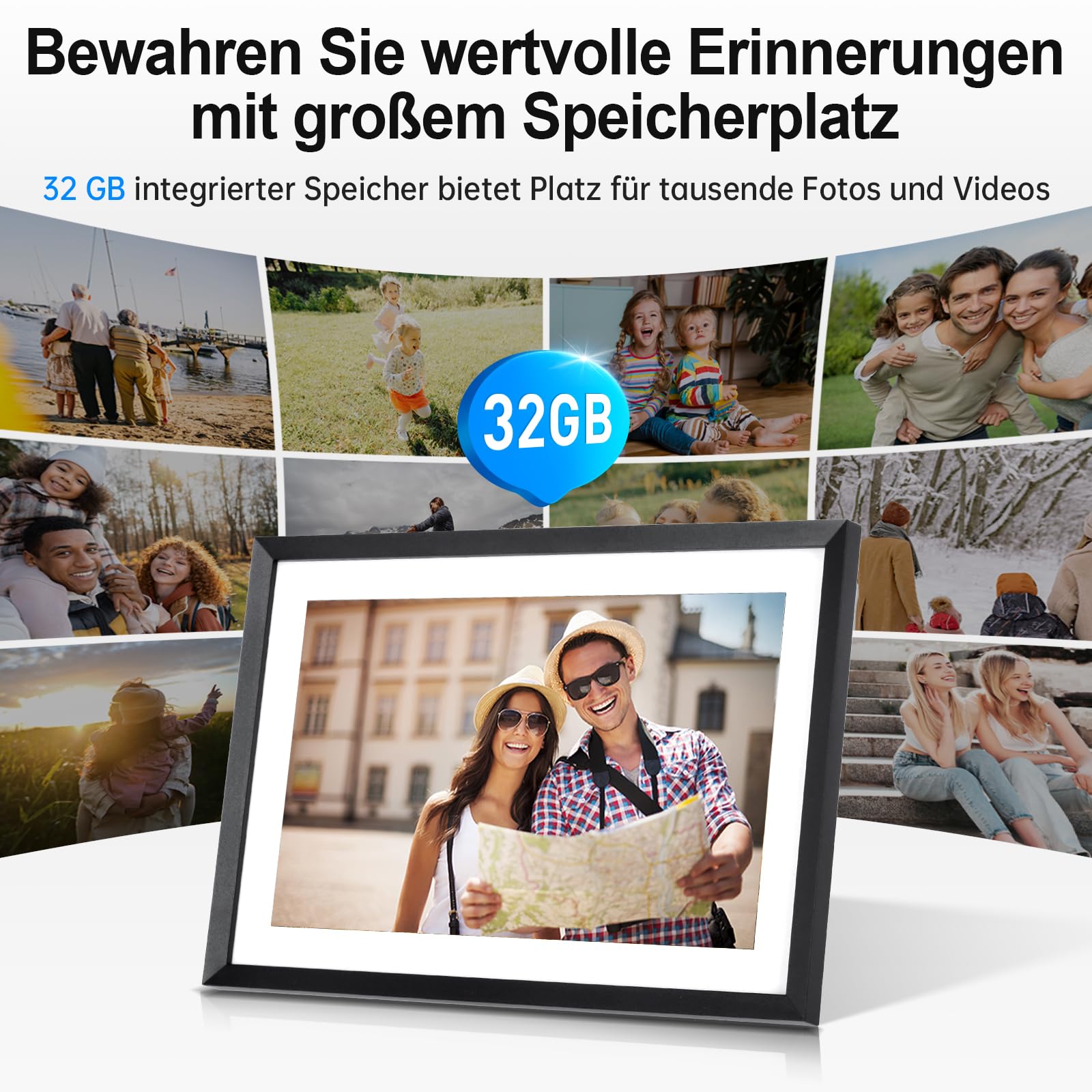 Rollei Smart Frame WiFi 107 Elektronischer Digitaler Bilderrahmen Frameo WLAN Digital Photo Frame 10,1 Zoll 1280x800 IPS Touchscreen 32GB Speicher Schwarz Digitaler- Bilderrahmen-Frameo-Digital-Frame