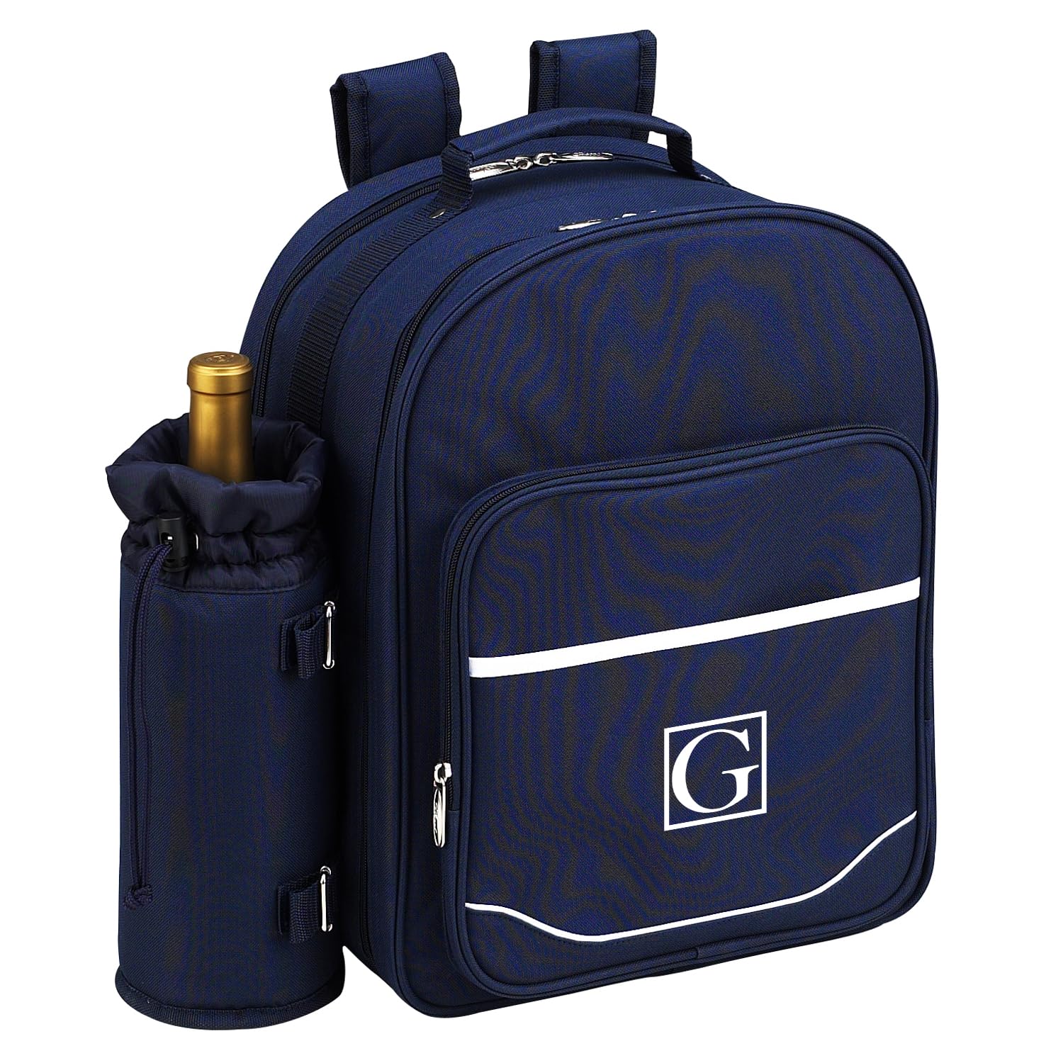 Picnic at Ascot Personalized Monogrammed Equipped 4 Person Picnic Backpack with Cooler & Insulated Wine Holder- Designed & Assembled in The USA