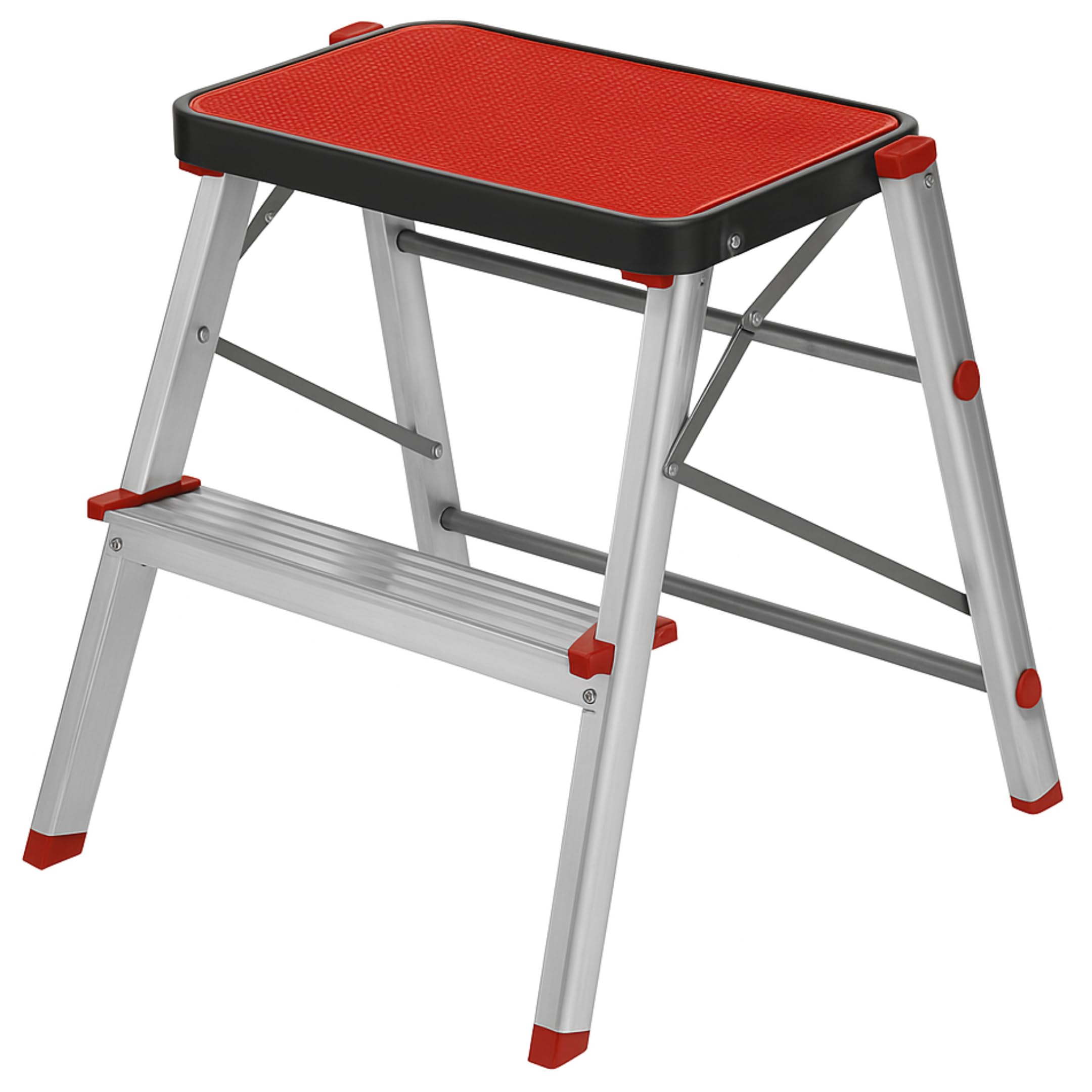 Escalera Taburete Plegable 2 Peldaños de Aluminio Ligero y Resistente - Antideslizante y Portátil de Fácil Almacenamiento para Uso Doméstico y en Almacenes - Fabricado en Europa | HR Hogar