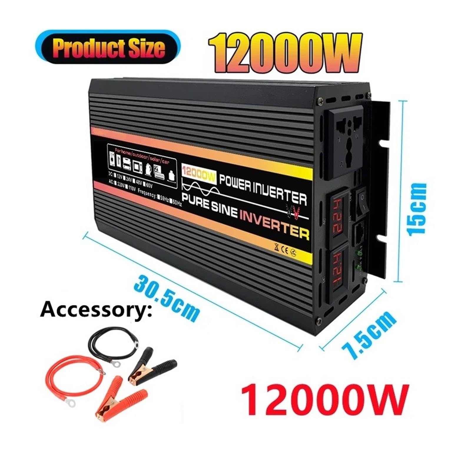 Power Inverter Inverter Potenza 12000W E 10000W Inverter Solare Pe A Onda Sinusoidale Pura Trasformatore Tensione DC12/24/48/60V A AC 220V(24V,110V 60HZ,10KW)
