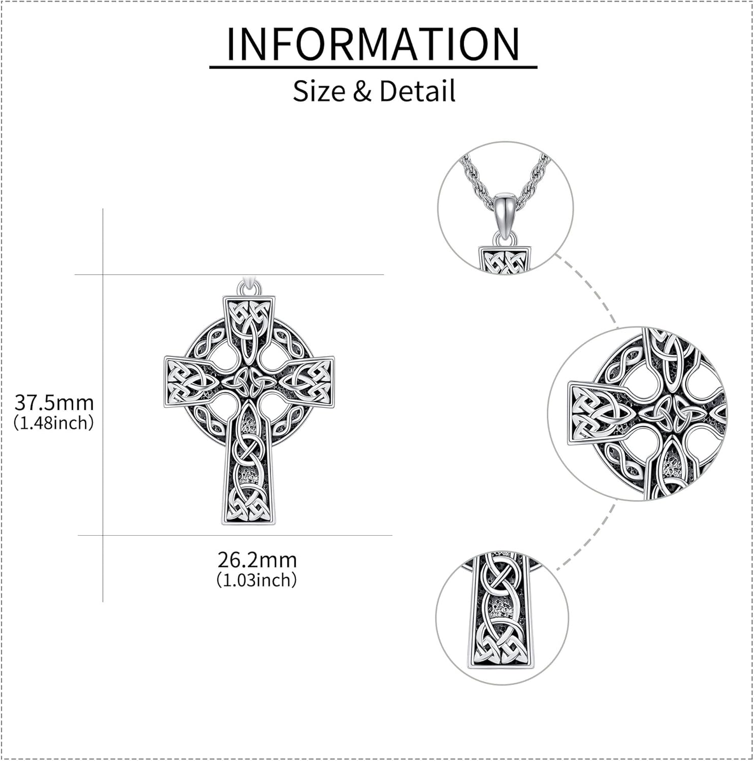 Celtic Cross Necklace for Men 925 Sterling Silver Viking Crucifix Pendant Necklace Vintage Celtic Knot Jewelry for Men Woman Religious Gift - Image 4