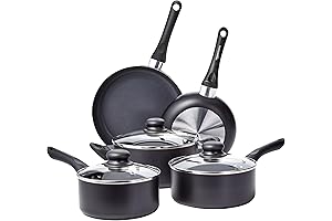 Amazon Basics 8-Piece Non-Stick Cookware Set for Healthy Olla Cooking