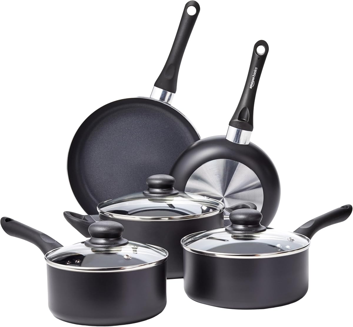 Ceramic Non-Stick Cookware 8-Piece Set, Pots and Pans, Black