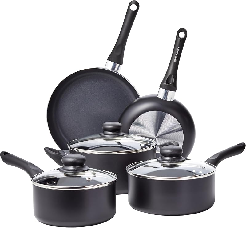Amazon Basics 8-Piece Ceramic Nonstick Cookware Set for $33.74