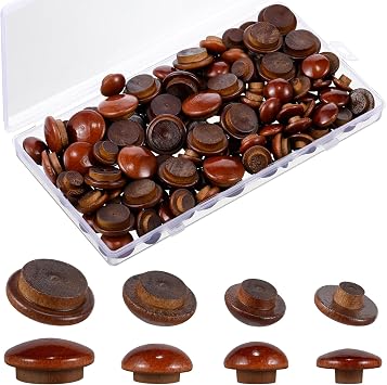 Bucherry 120 Pieces 4 Sizes Wood Plugs Wooden Button Hardwood Hole Plugs for Holes in Locking Tube Furniture, 3/16, 5/16, 3/8, 1/2Classic Style